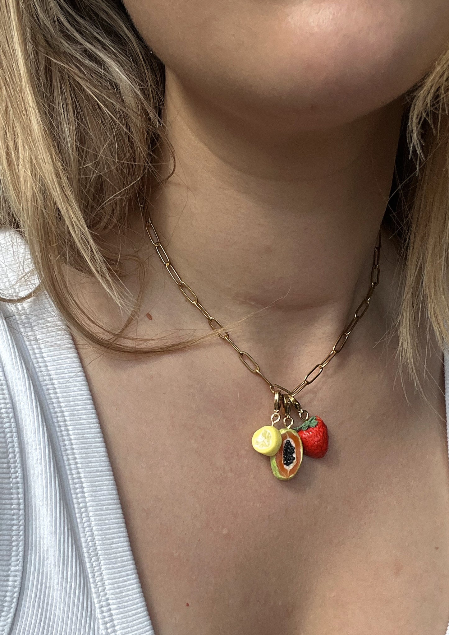 Papaya trio - charm necklace