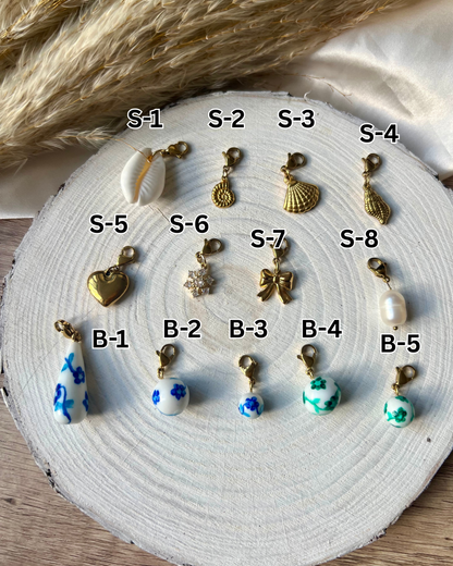 18k gold plated charms and pearls