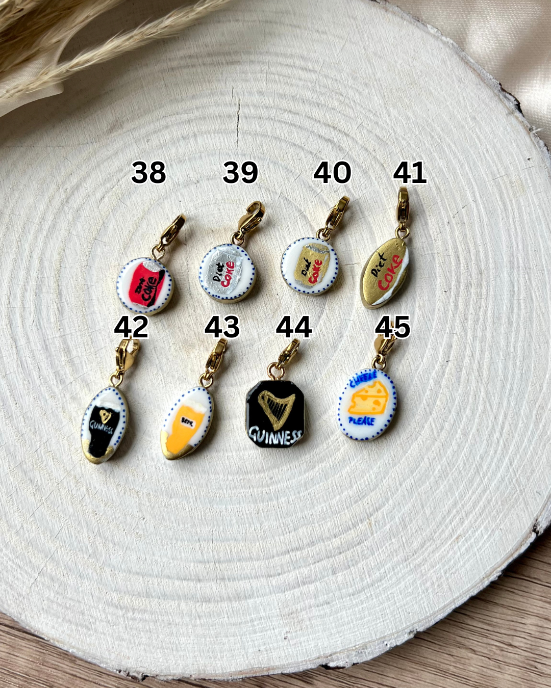 Hand painted charms - Golden sides