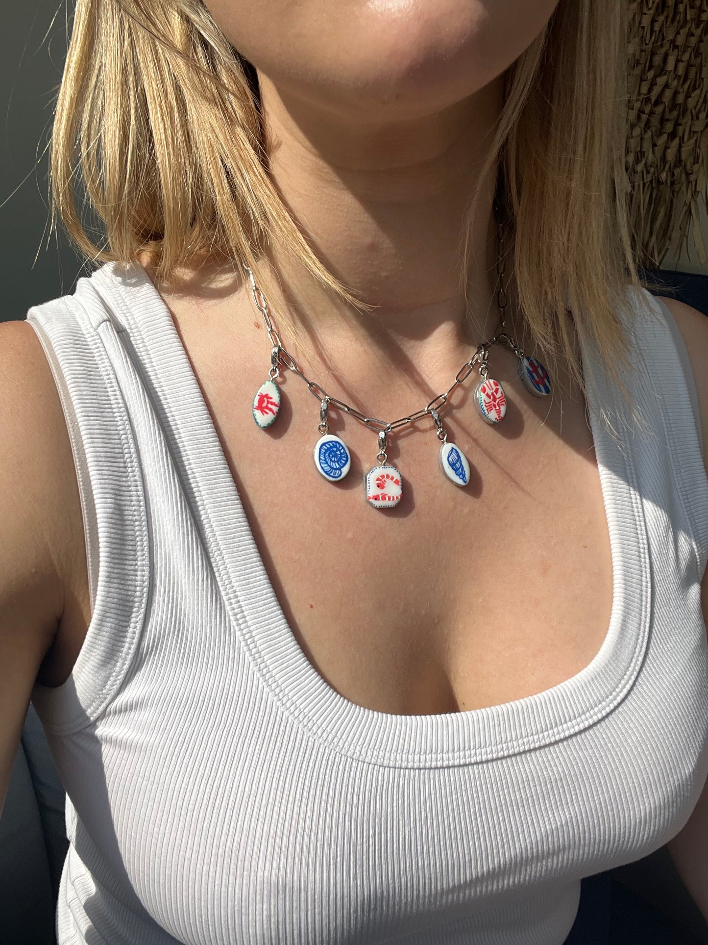 “Seaview” -5 charm necklace - stainless steel