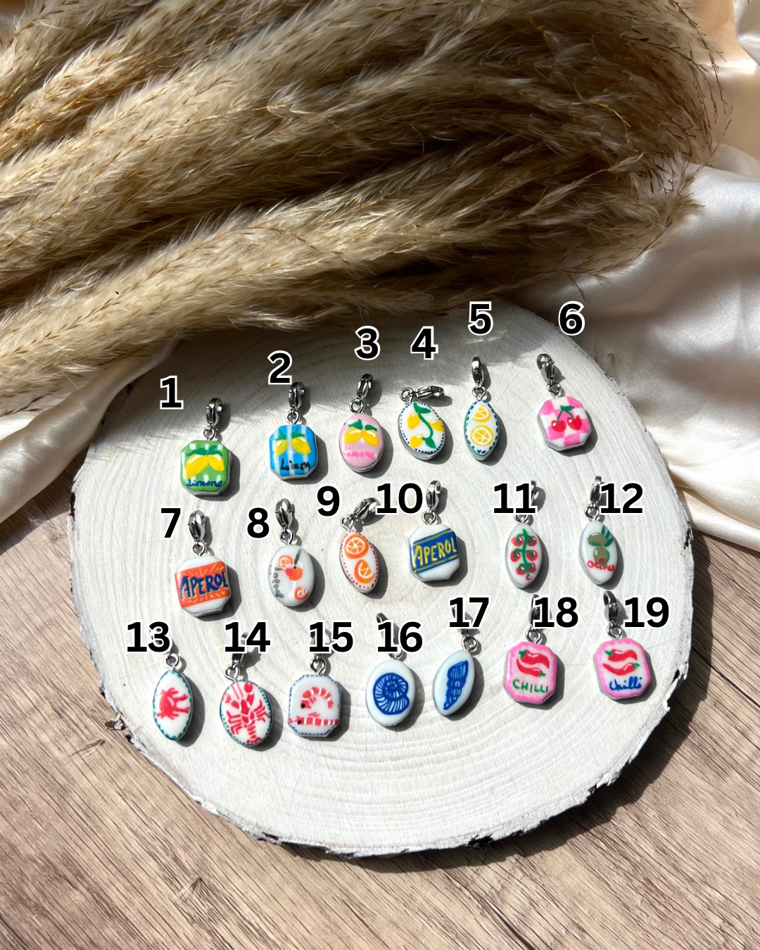 Hand painted charms - Silver sides