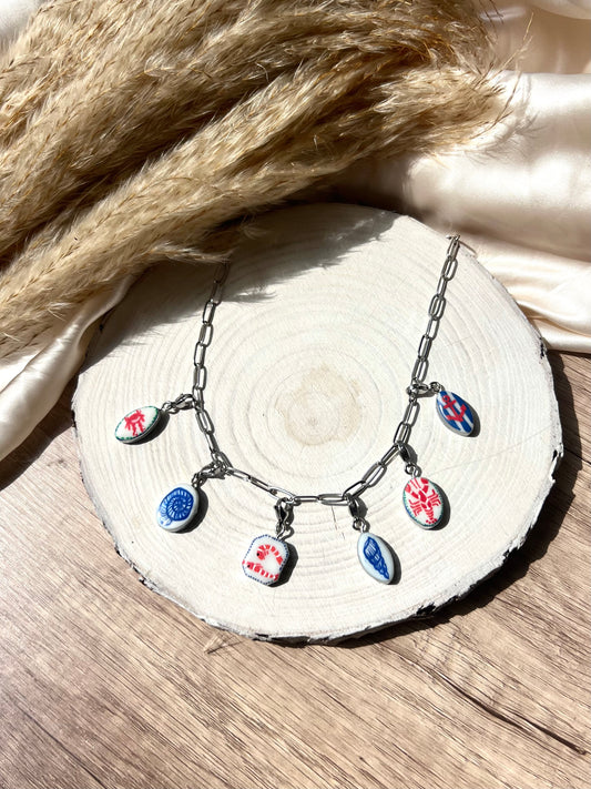 “Seaview” -5 charm necklace - stainless steel