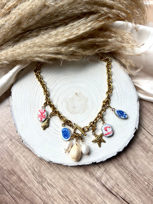 "SeaCharmer" - Charm Necklace (18k Gold plated)