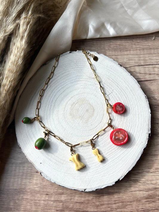 “Girl dinner” charm necklace