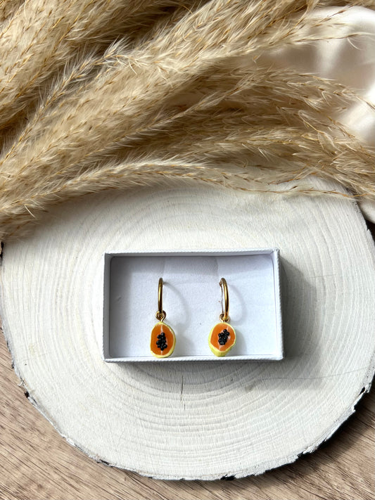 Small Papaya charm earrings