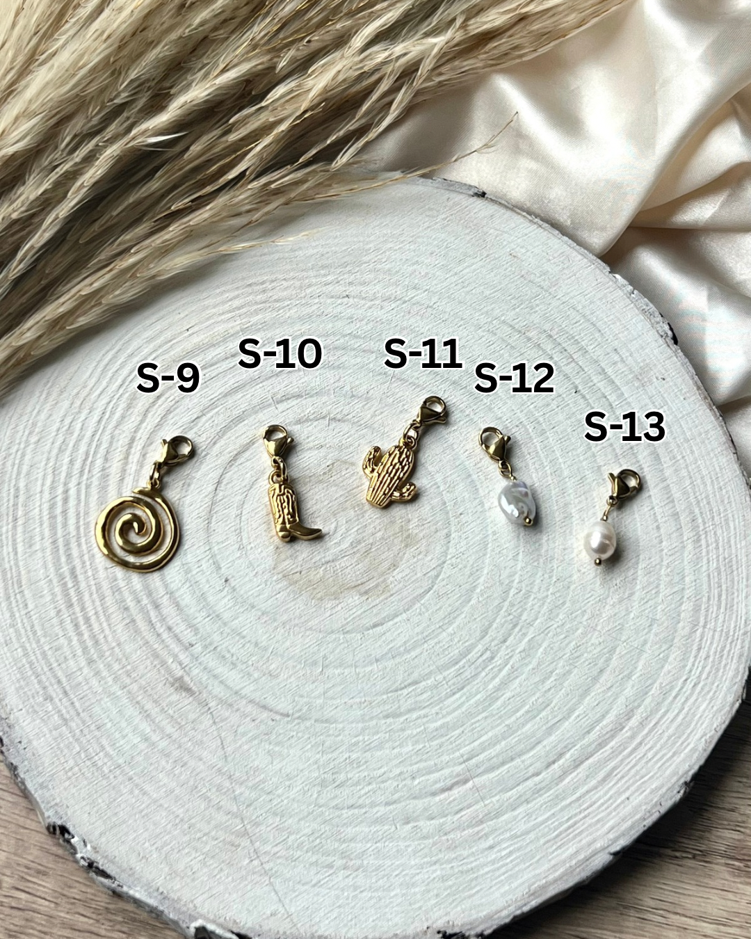 18k gold plated charms and pearls
