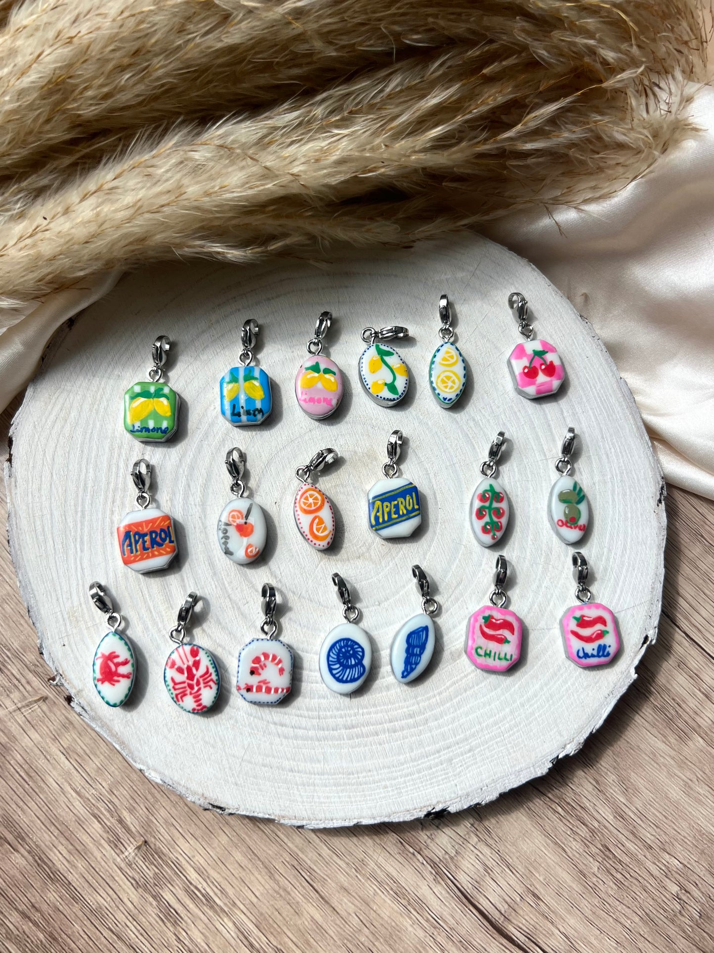 Hand painted charms - Silver sides