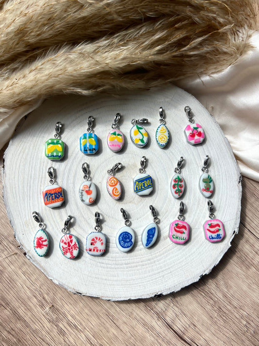 Hand painted charms - Silver sides