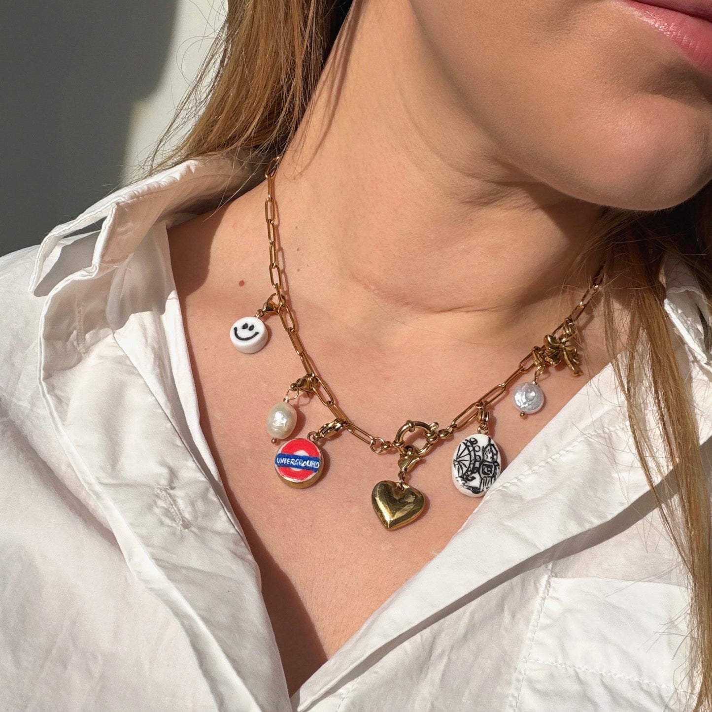 “London lovers” 7 charm necklace