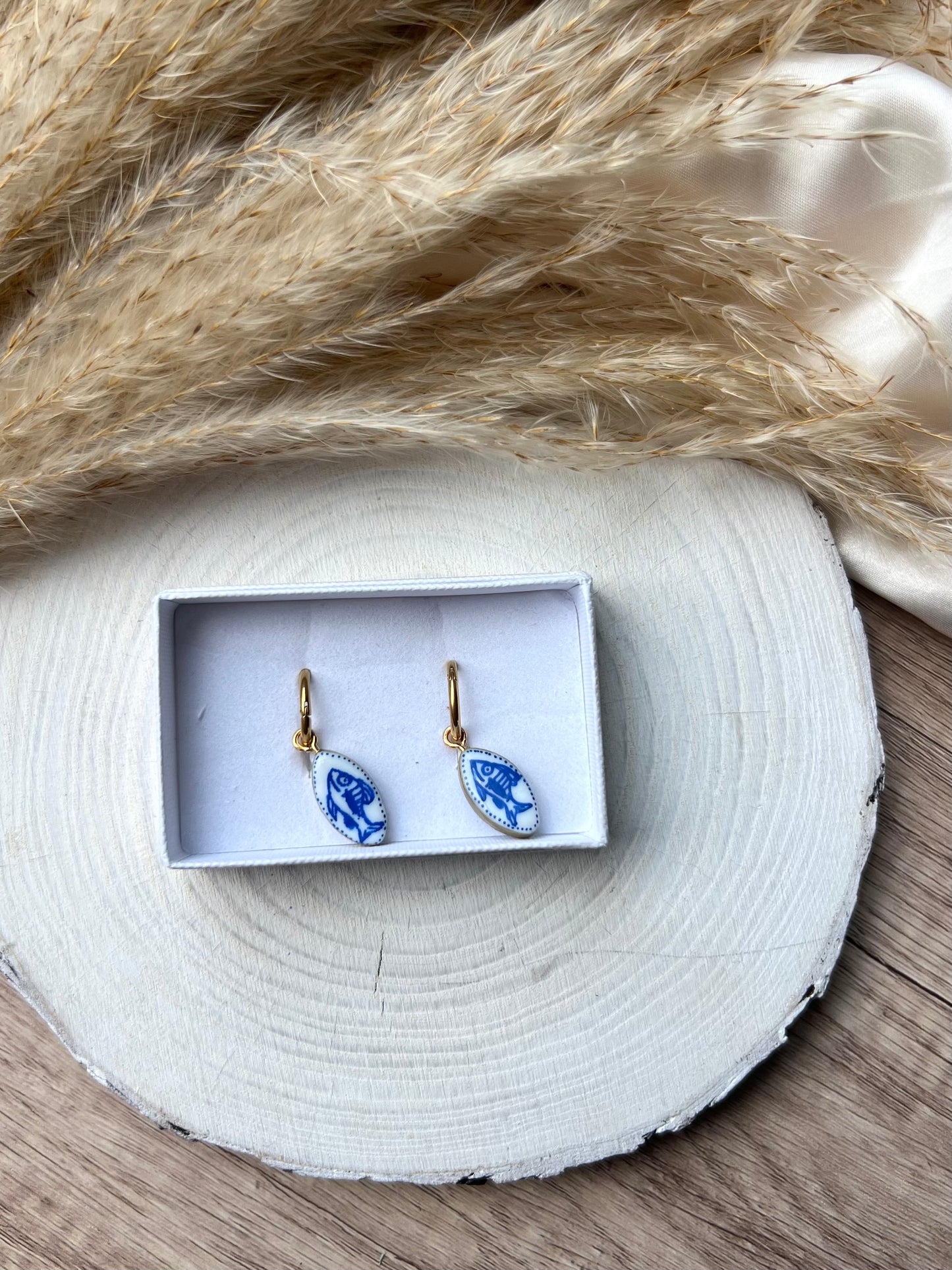 Sardine charm earrings