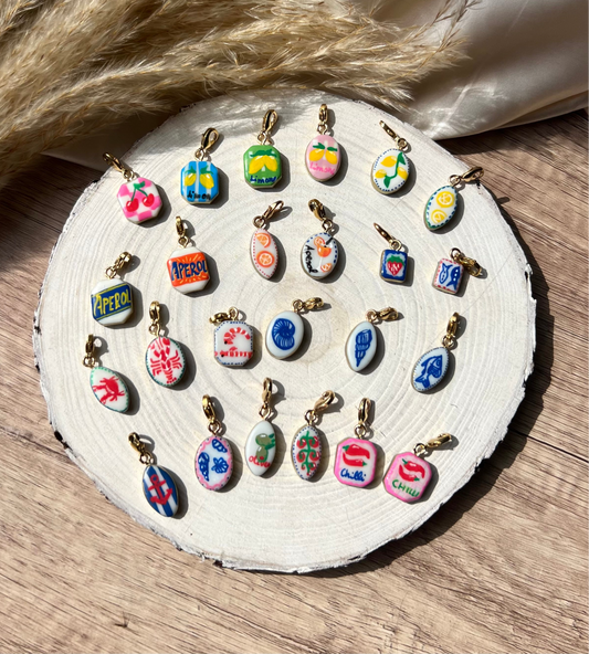 Hand painted charms - Golden sides