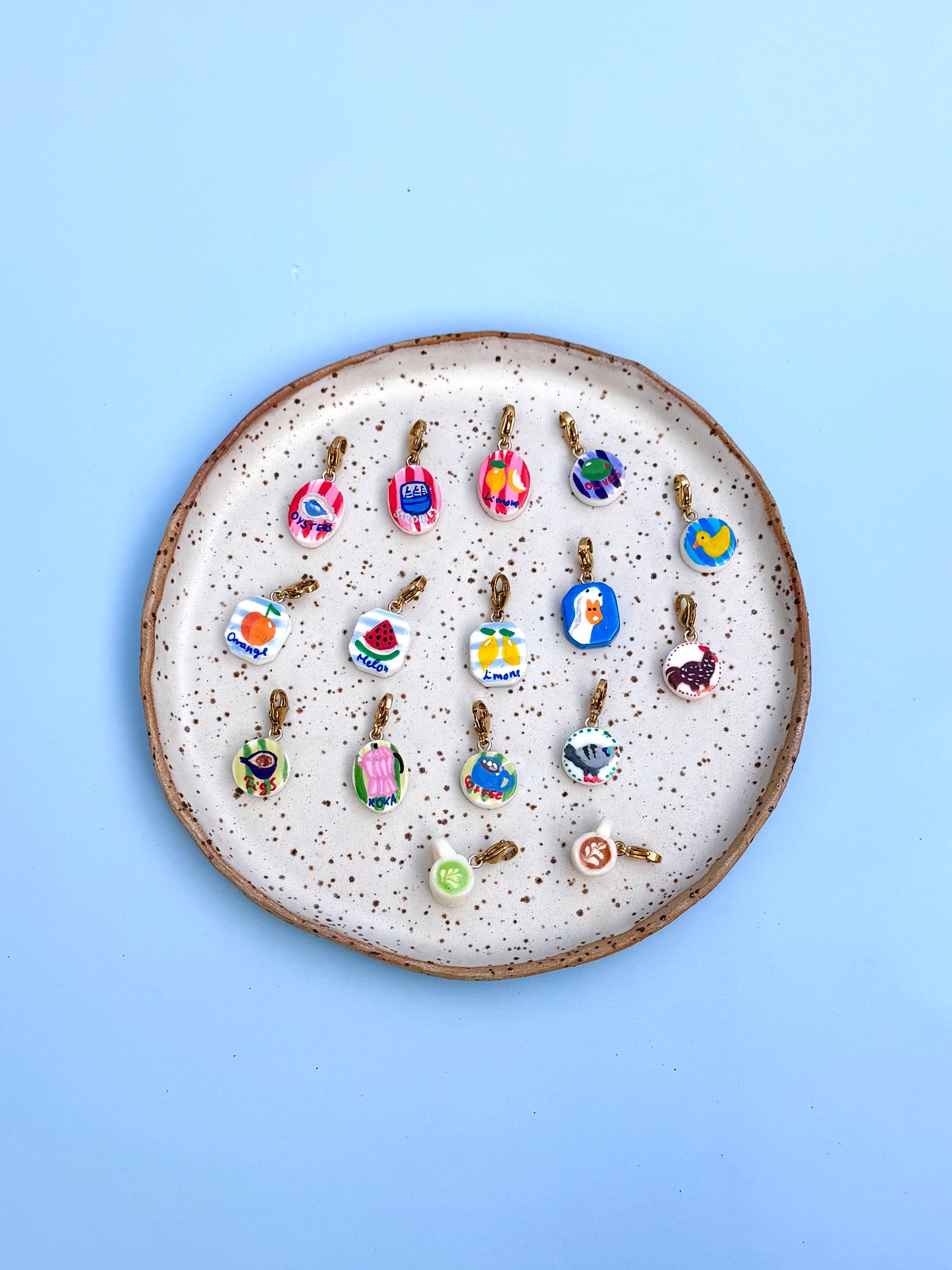 NEW hand painted Summer charms (18k gold attachments)