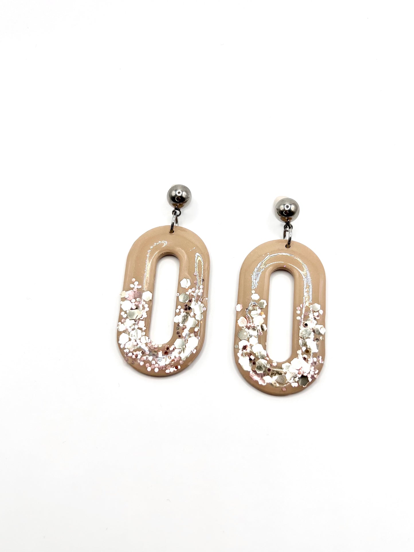 Nude pill shape earrings