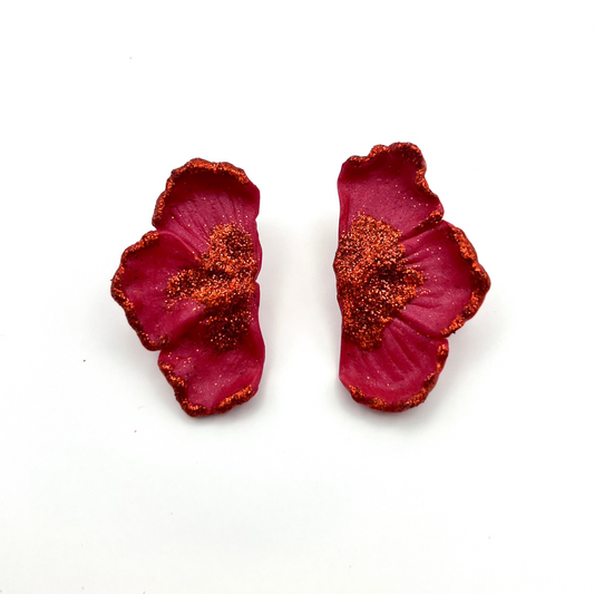 Large half-flower statement stud