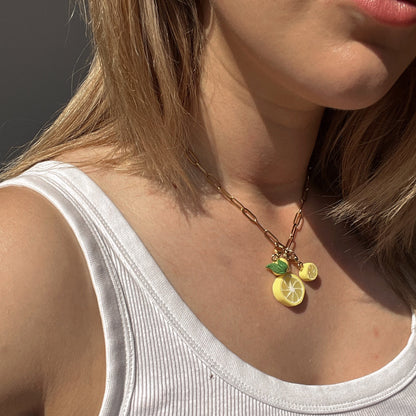 Lemon trio - charm necklace