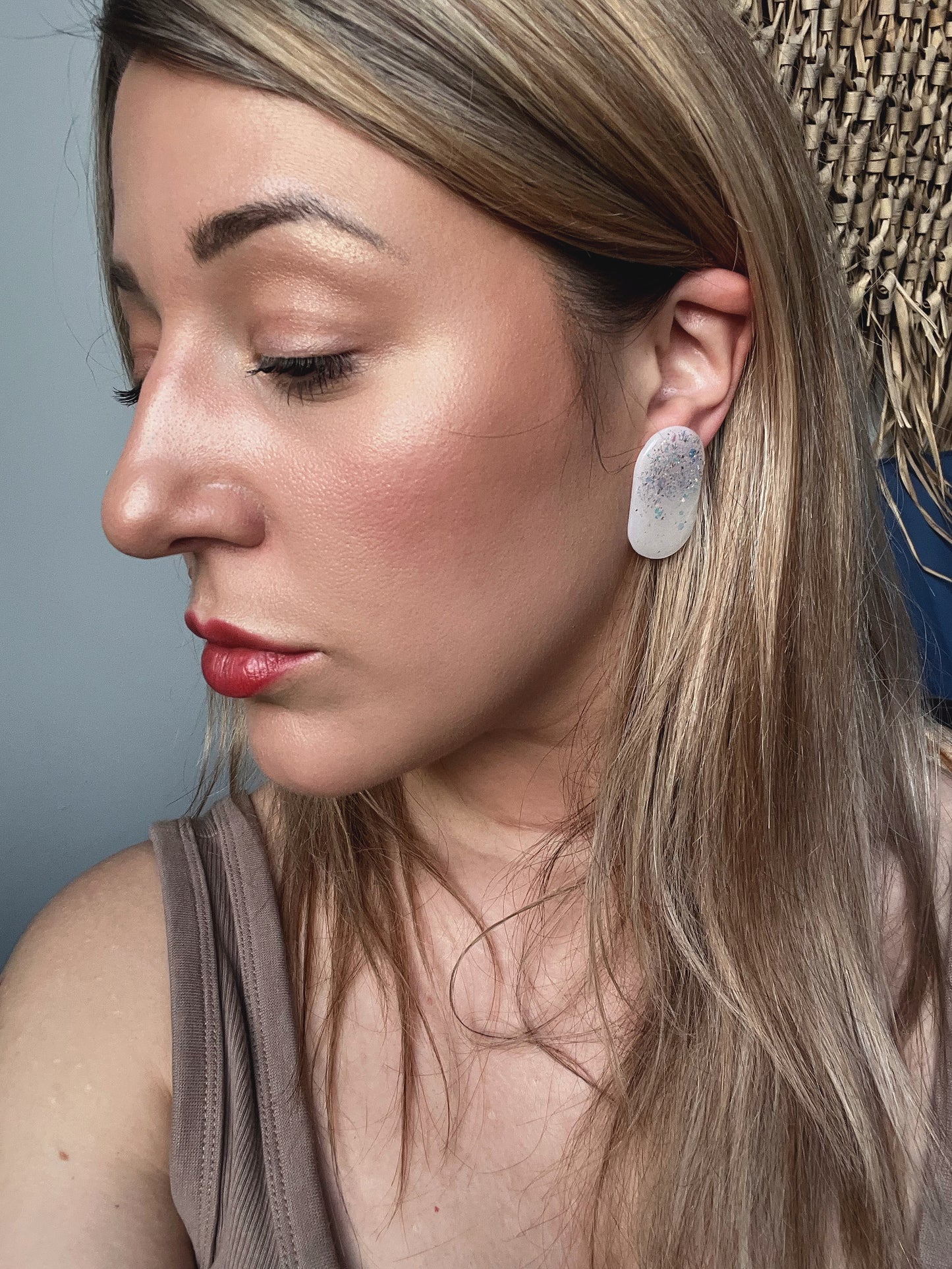 Draped stud pill earrings