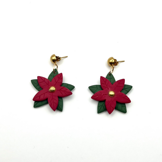 Pointsettia earrings