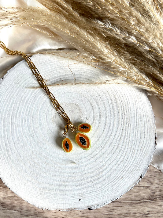 Papaya trio - charm necklace