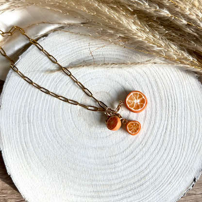 Orange trio - charm necklace