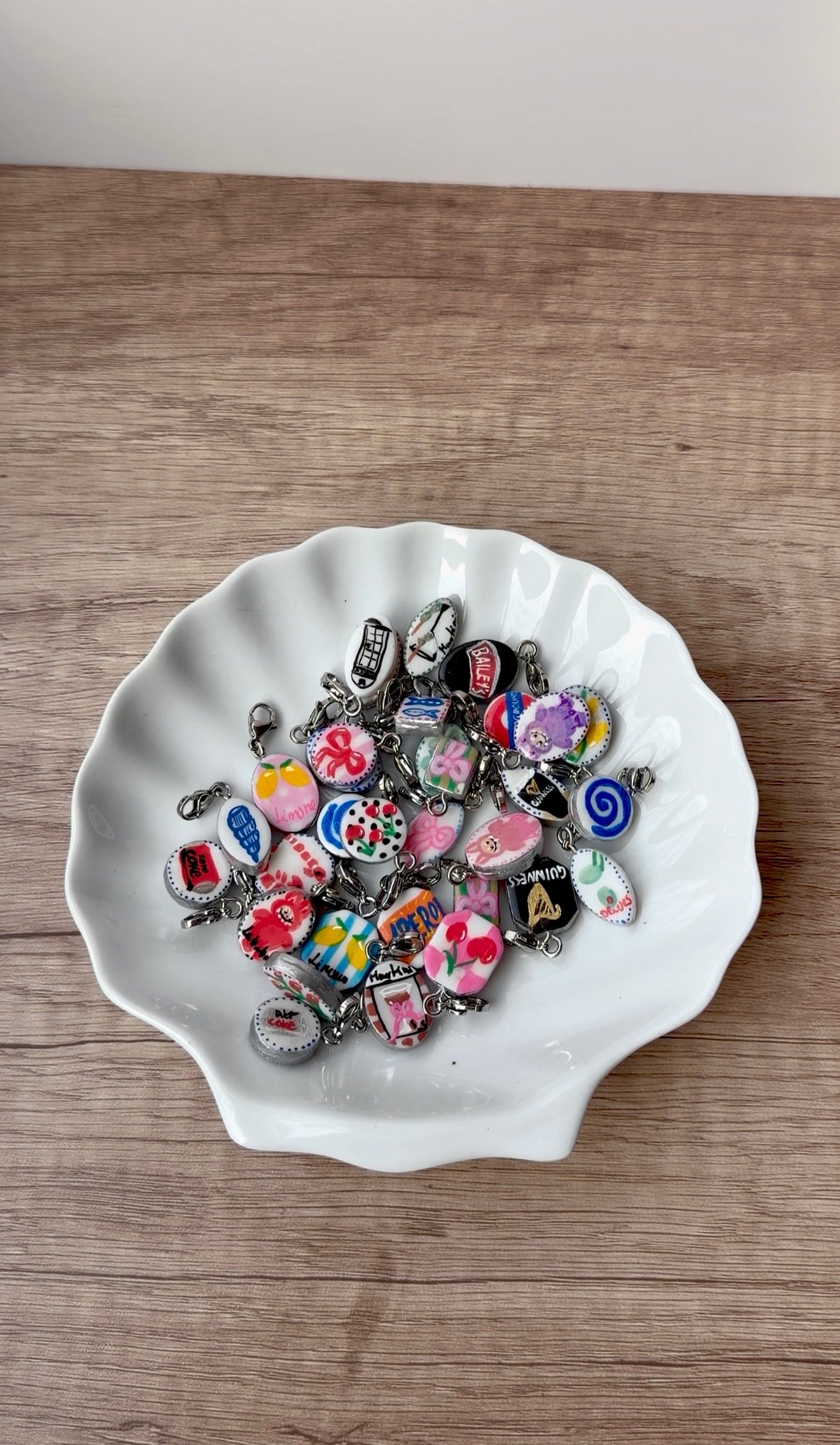 Hand painted charms - Silver sides