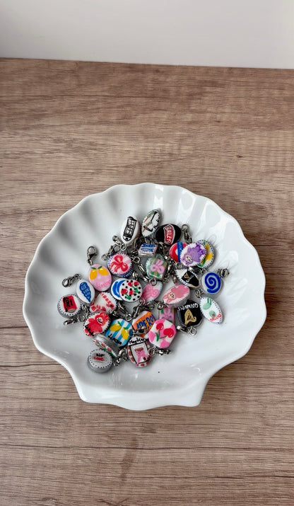 Hand painted charms - Silver sides