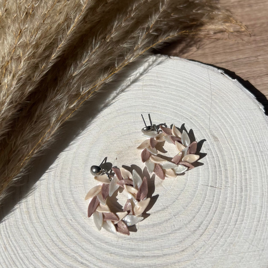 White christmas wreath earrings