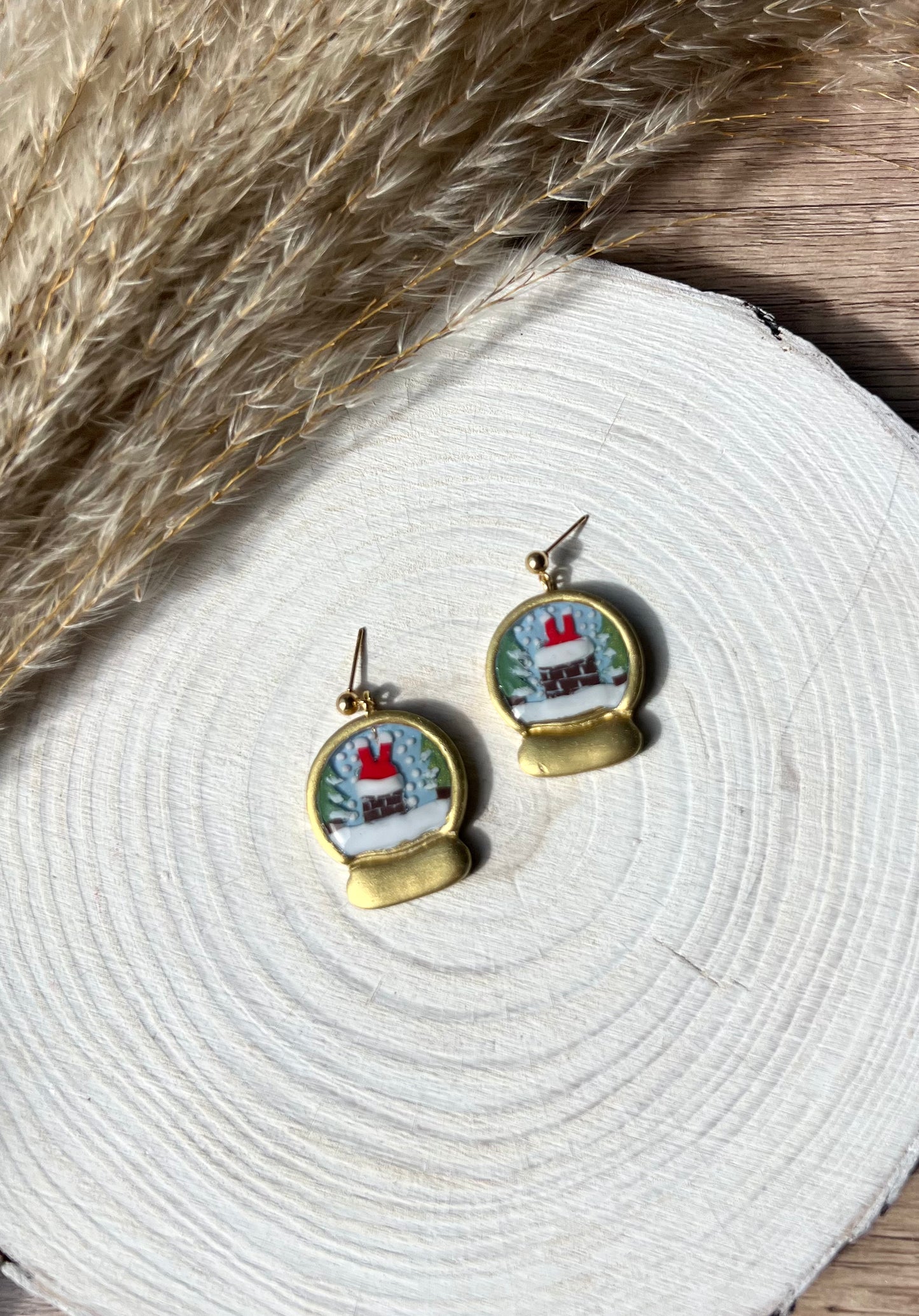 Christmas snow globe earring