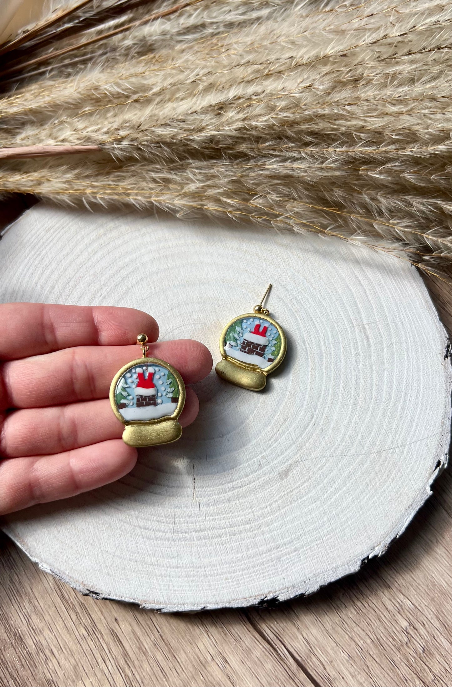 Christmas snow globe earring