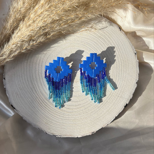 Blue Geometric shape with beads