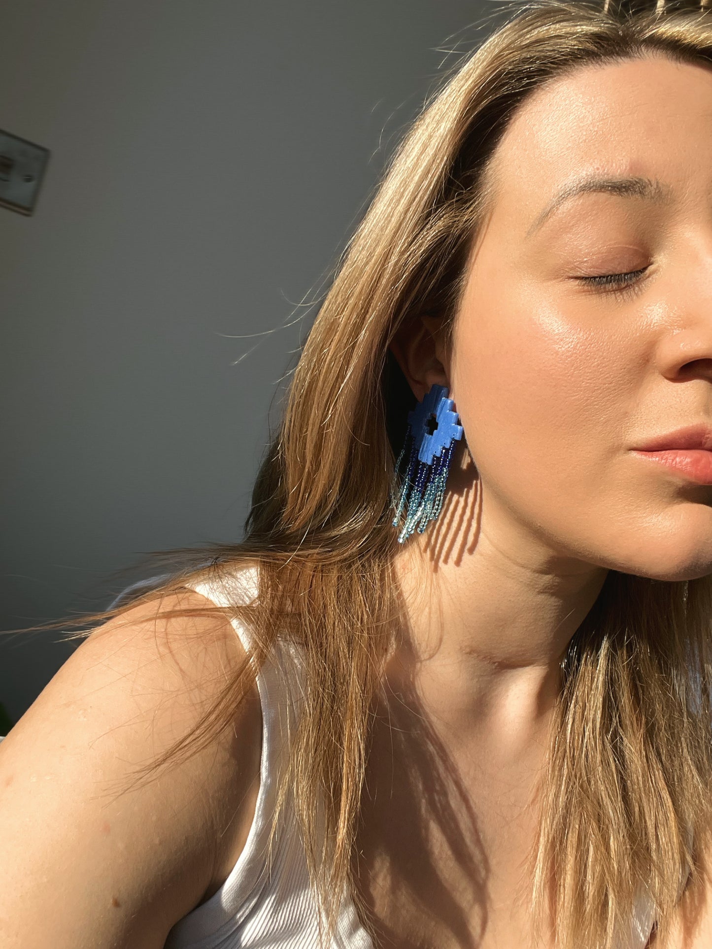 Blue Geometric shape with beads