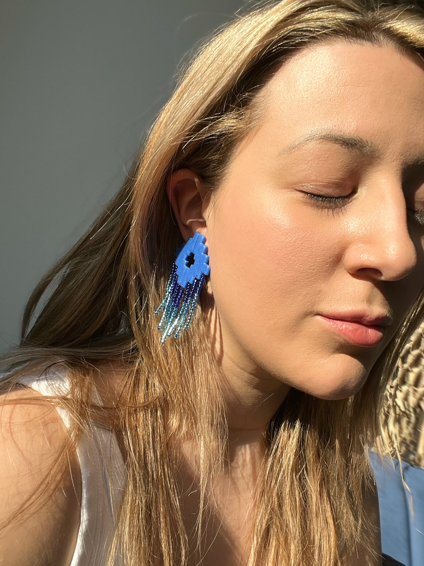 Blue Geometric shape with beads