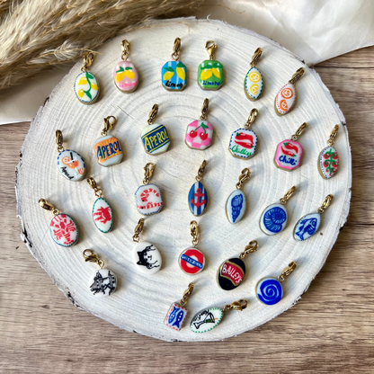 Hand painted charms - Golden sides