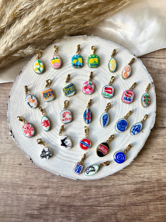 Hand painted charms - Golden sides