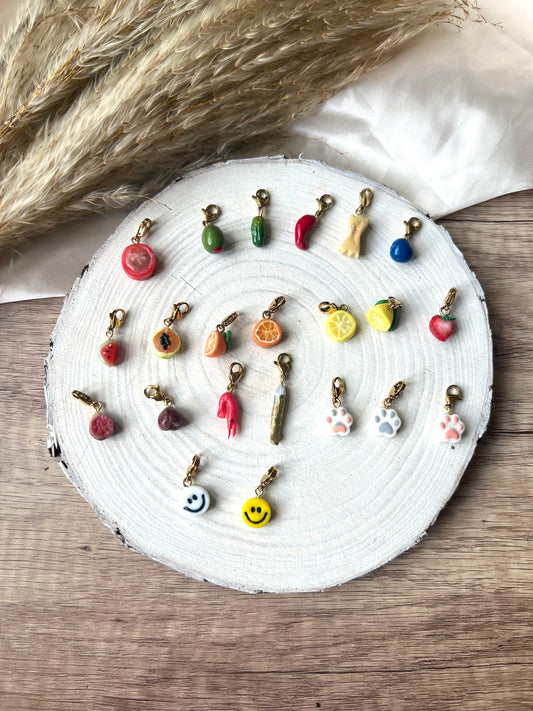 Small charm - fruits/veg etc. ( gold attachments)