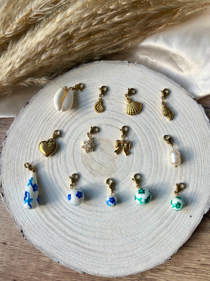18k gold plated charms and pearls