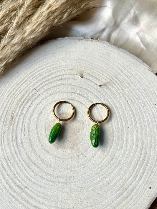 Pickles earrings on 18K gold hoop (19mm)