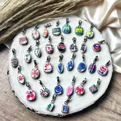 Hand painted charms - Silver sides